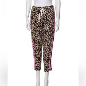 Veronica Beard Leopard Print Joggers with Pink Stripes
